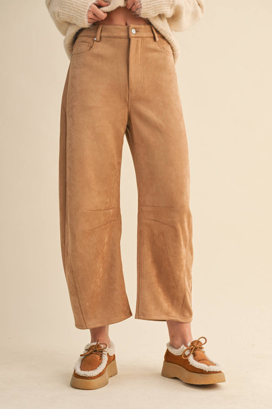 Suede Barrel Pants