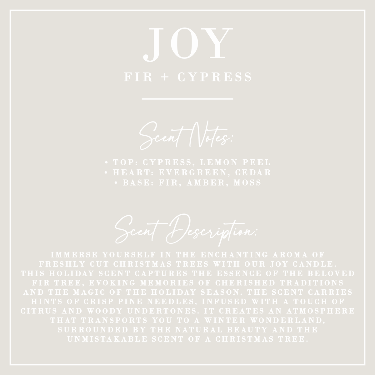JOY | Fir + Cypress Candle | Signature Collection