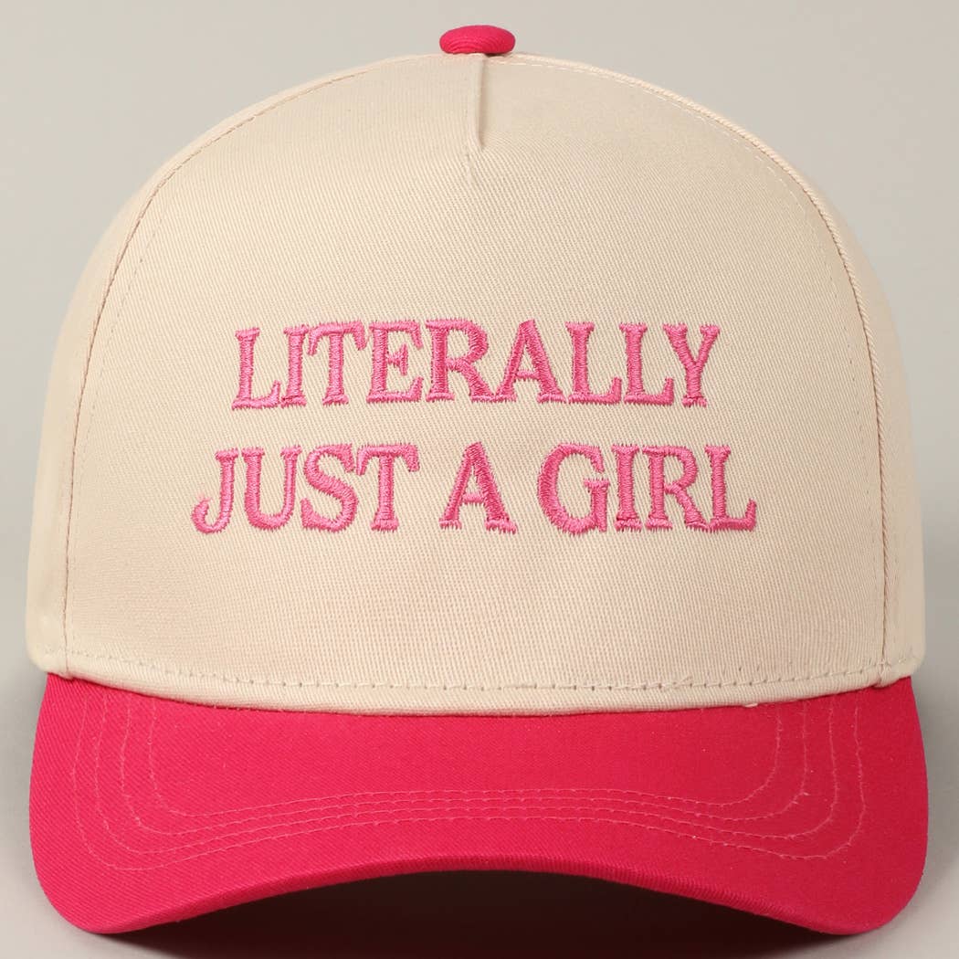 Literally Just a Girl Embroidery Two Tone Trucker Hat