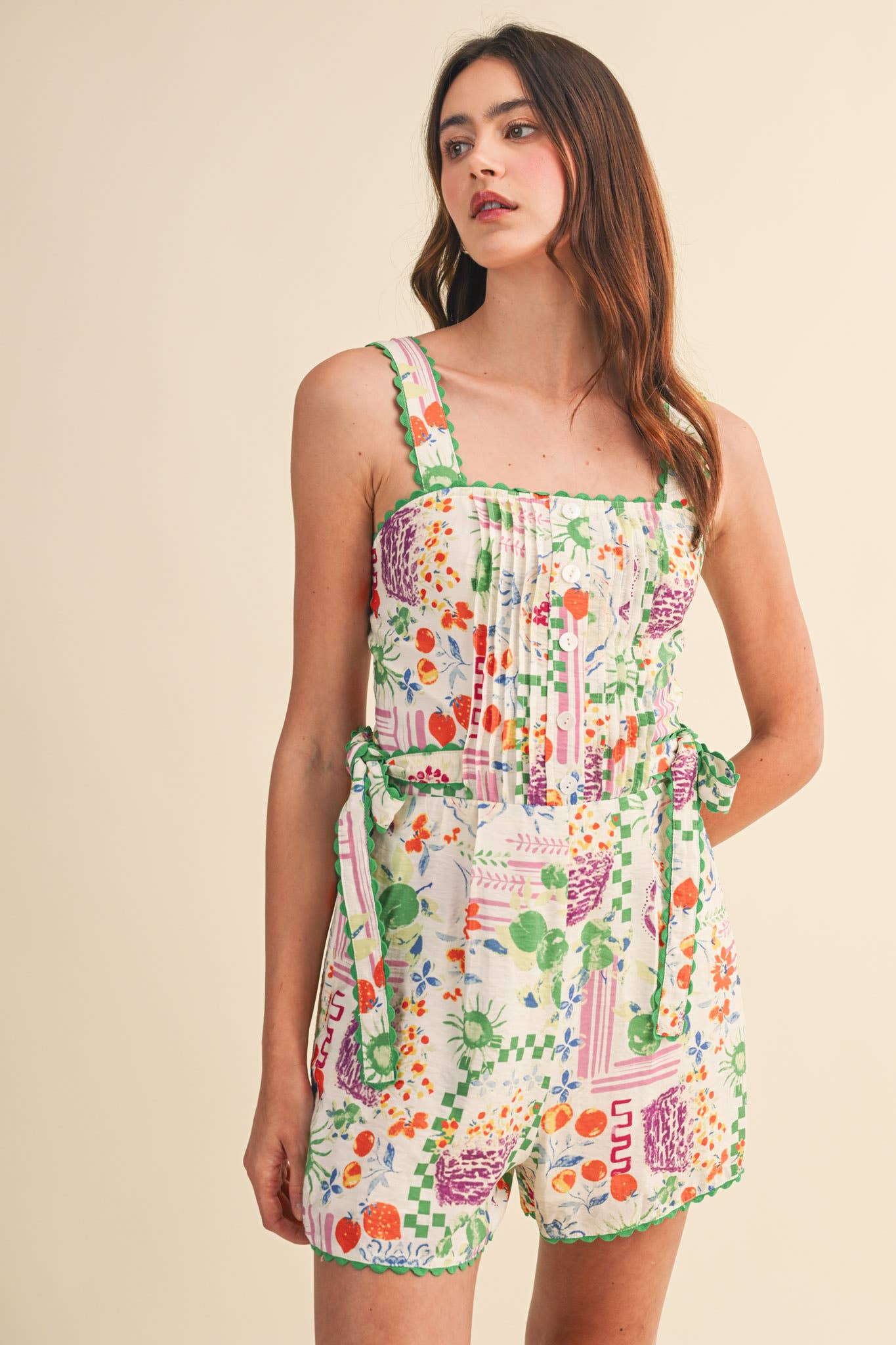Floral Scallop Trim Romper