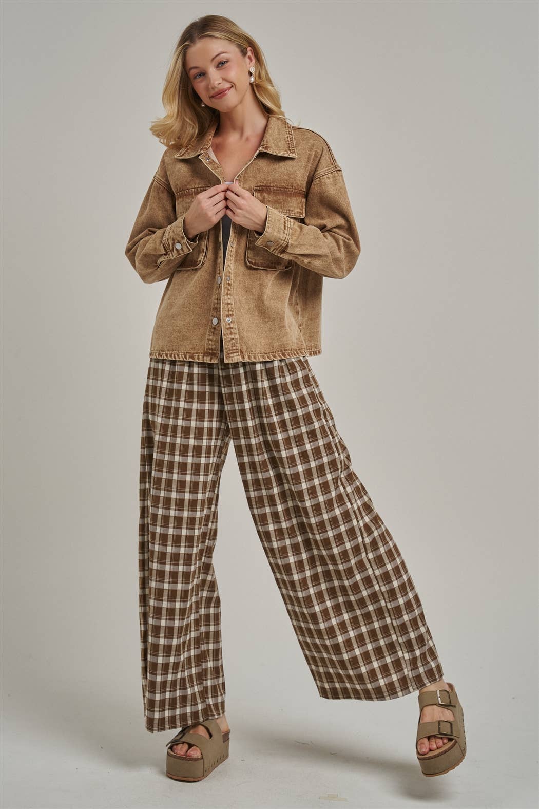 Fall Plaid Wide Leg Pants