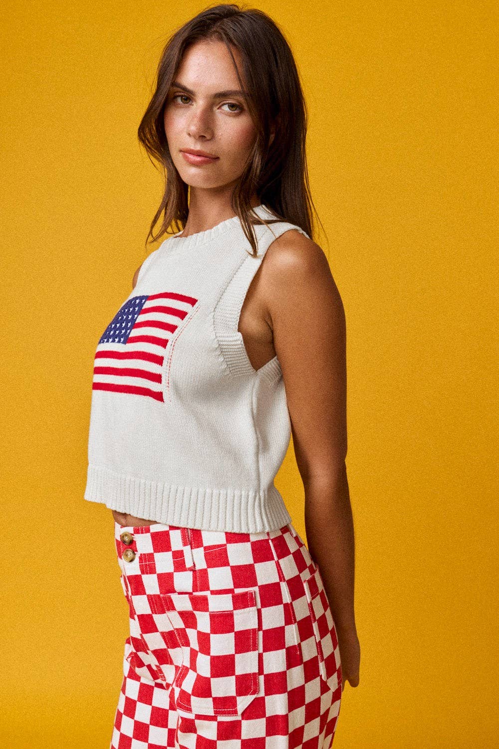 American Flag Sleeveless Sweater