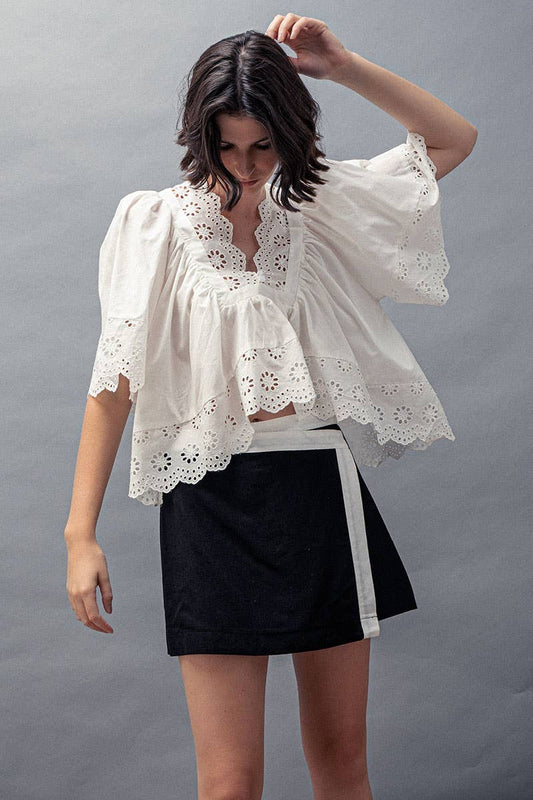 Flowing Hollow Laced Blouse