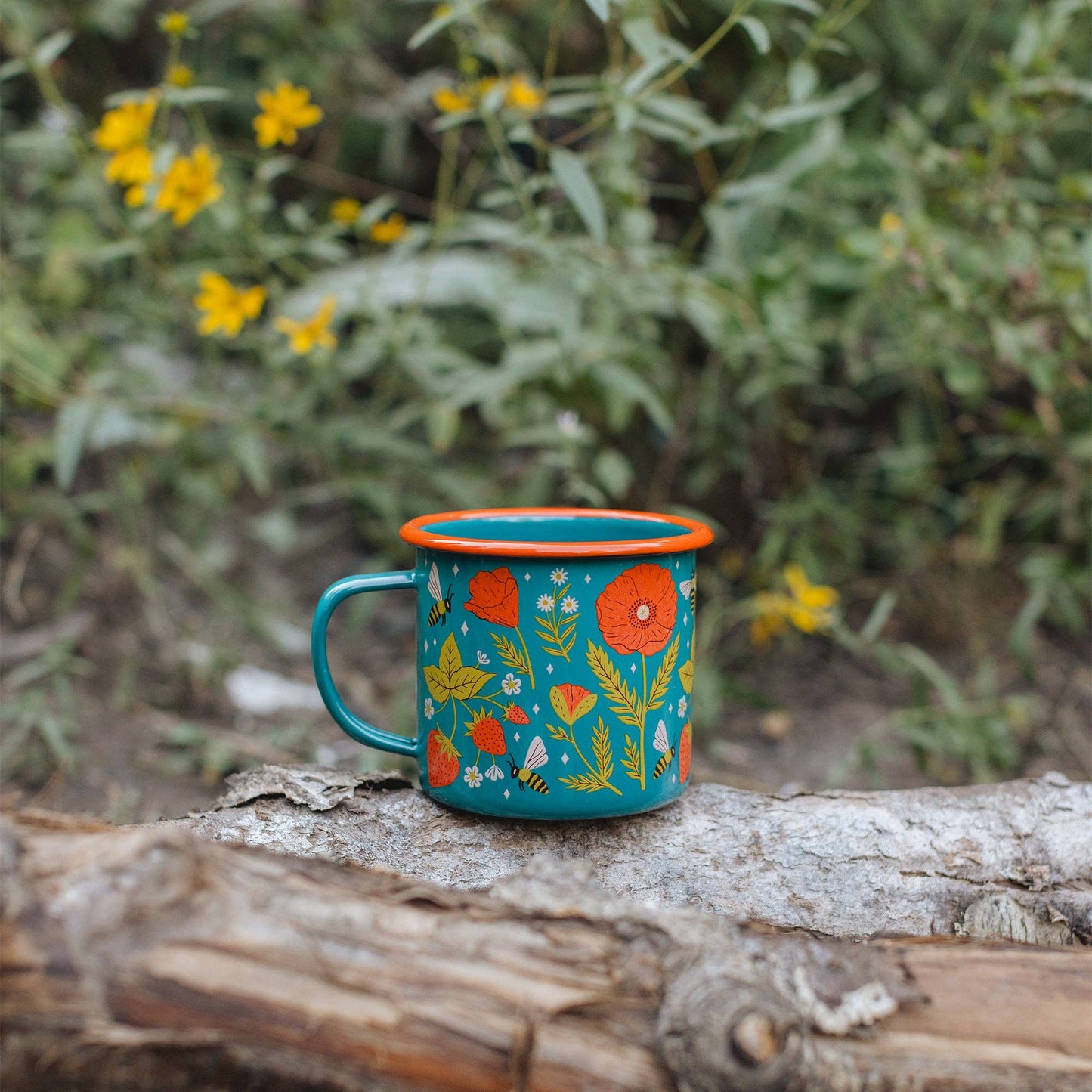 Enamel Poppies Coffee & Camp Mug