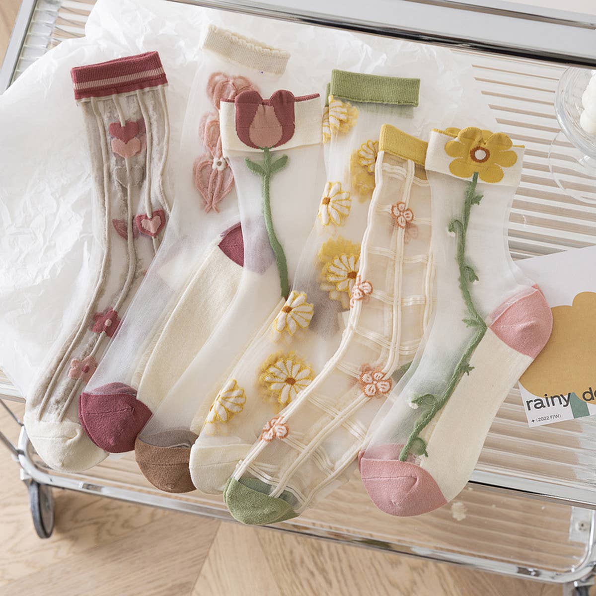 Floral Sheer Mesh Socks