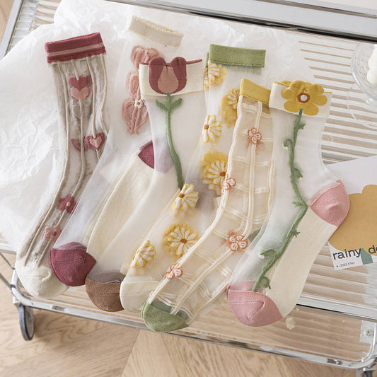 Floral Sheer Mesh Socks