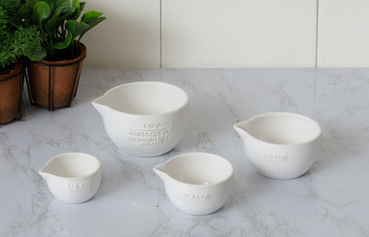 White Cottage Ceramic Measuring Cups