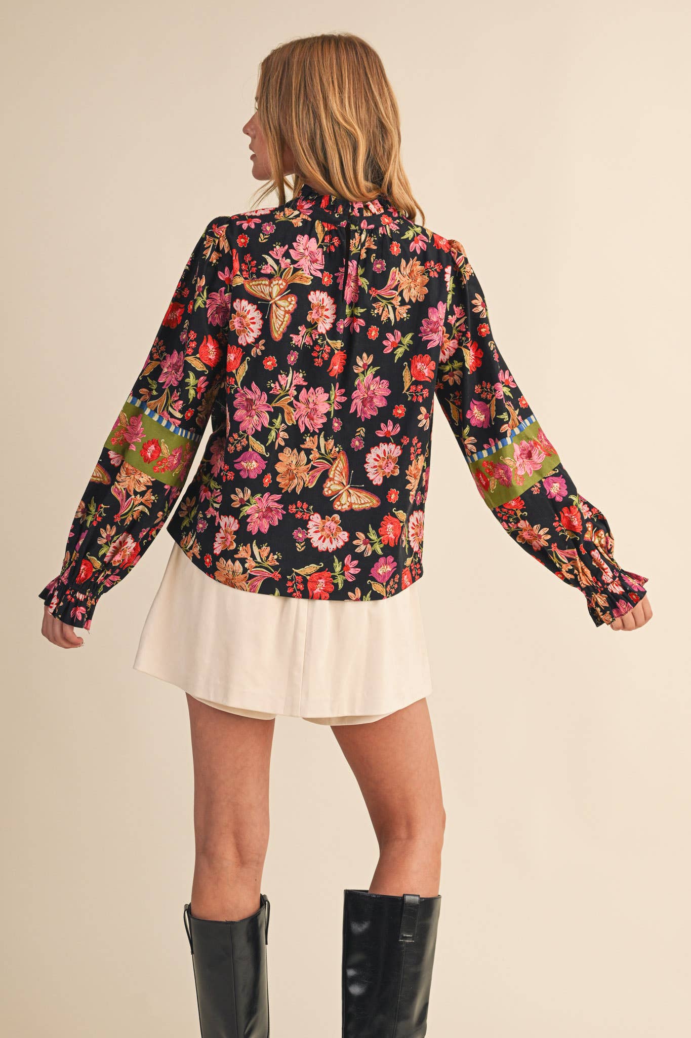 Floral Border Print Top