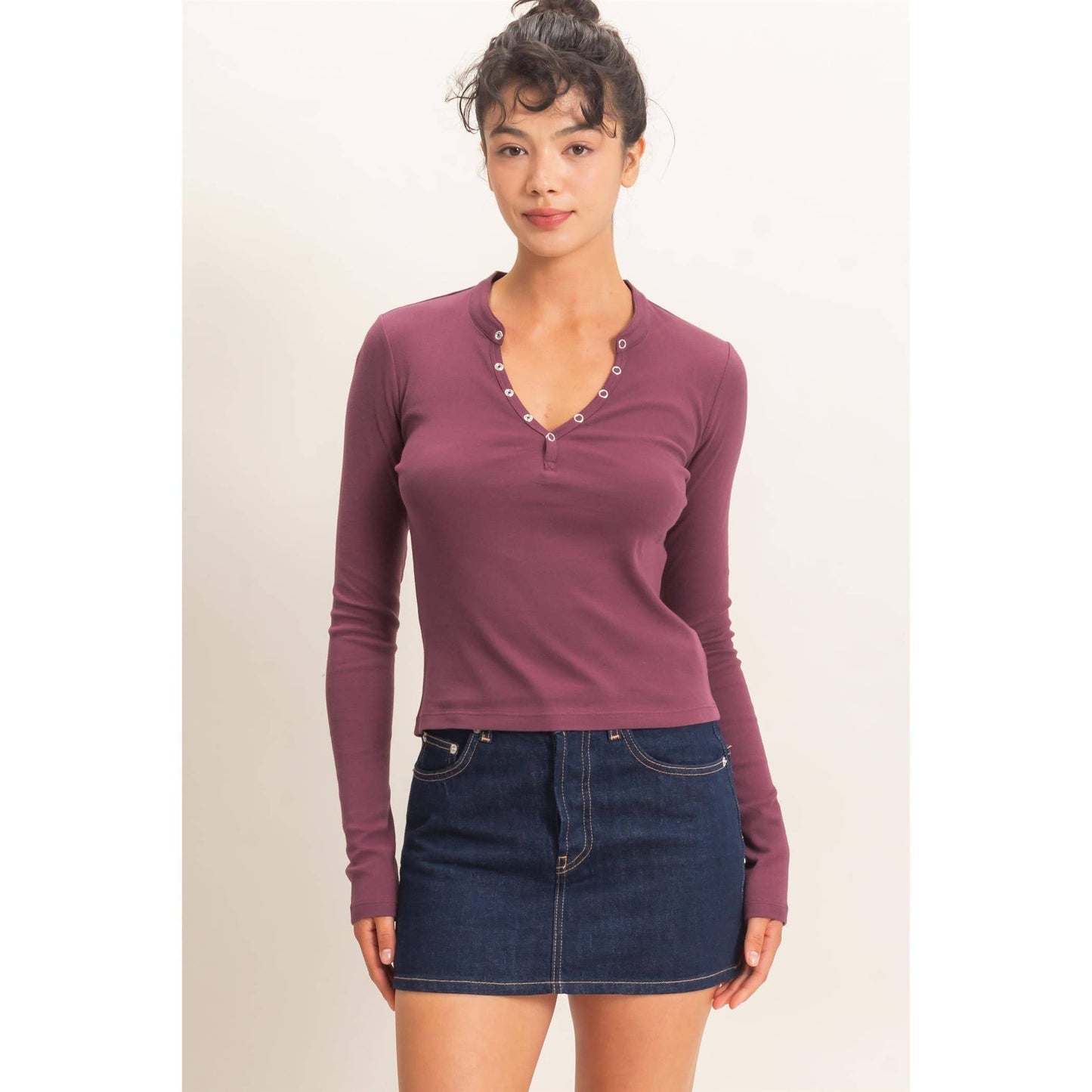 Long Sleeve Henley Top