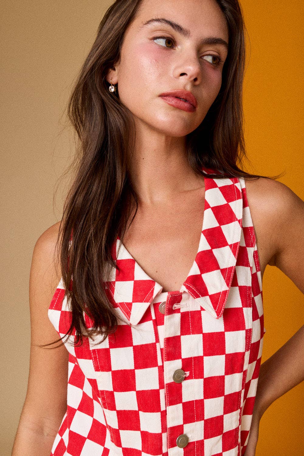 Denim Checker Romper