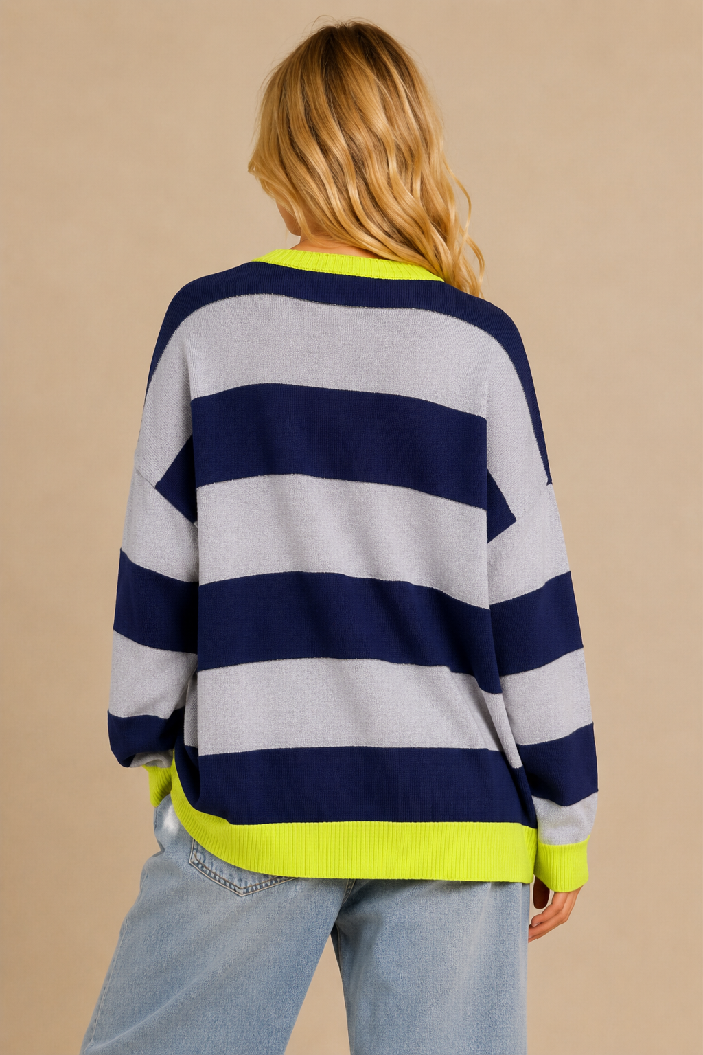 Striped Soft Knit Long Sleeve Sweater Top