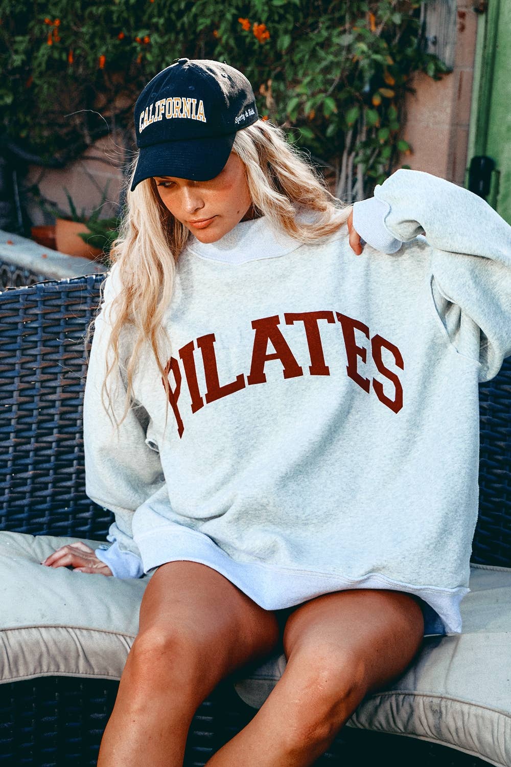 'PILATES & YOGA' Print Reversible Sweatshirt