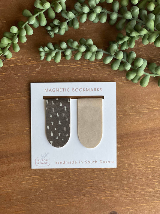 Suede & Black Triangles Magnetic Bookmark Pair