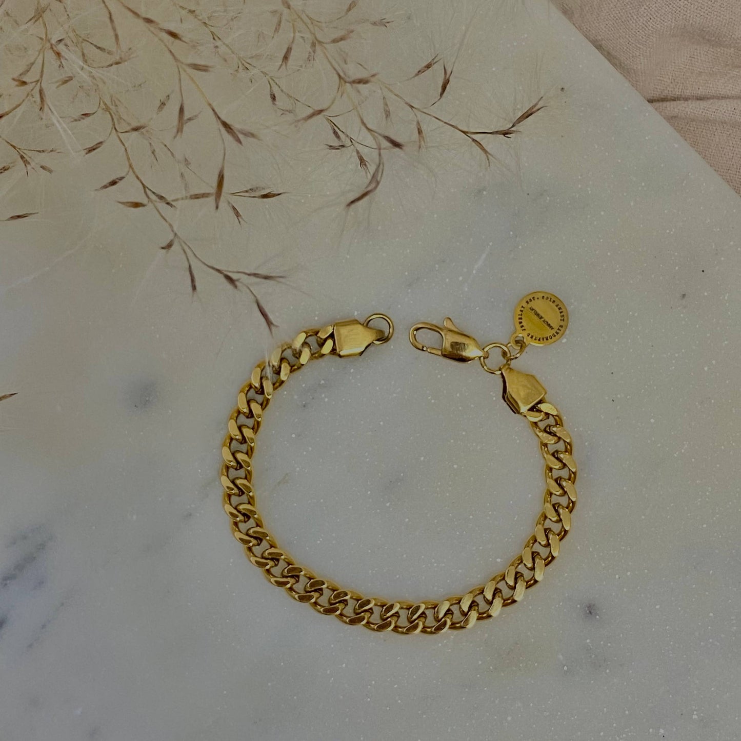 Gold filled 18k curb chain bracelet layering jewelry