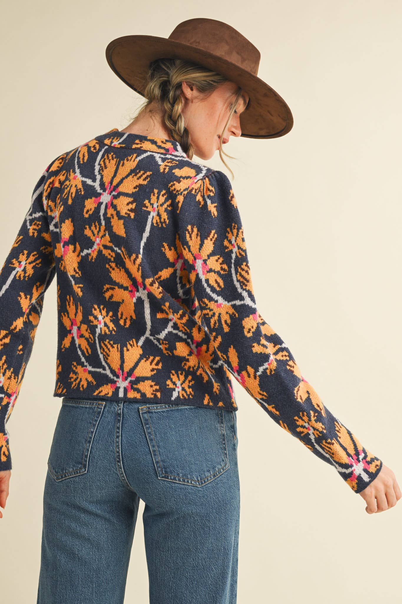 Floral Mock Neck Sweater