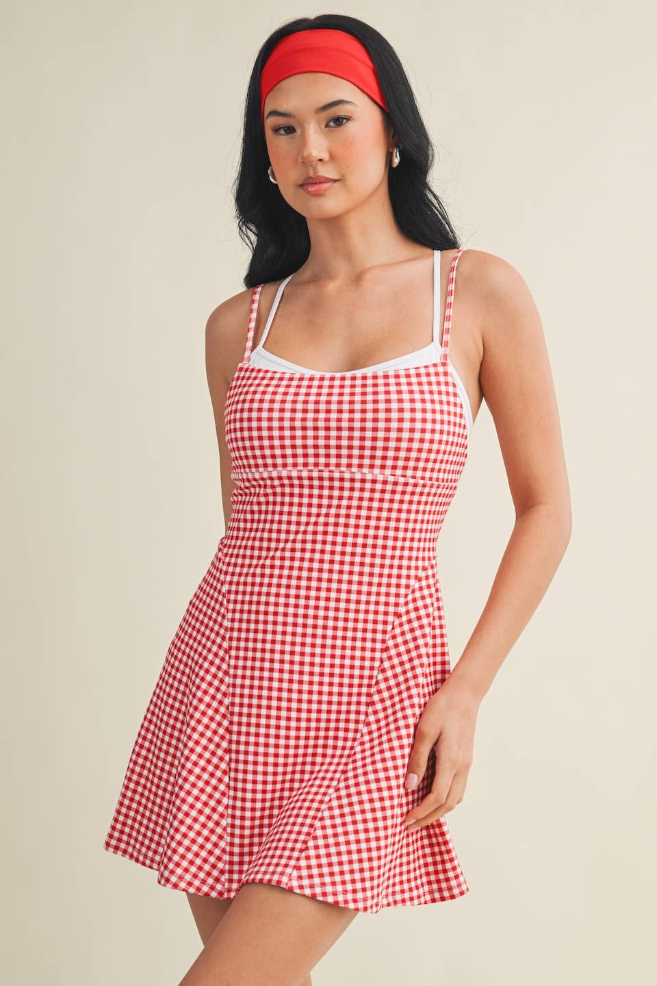 Gingham Print Double Layered Dress