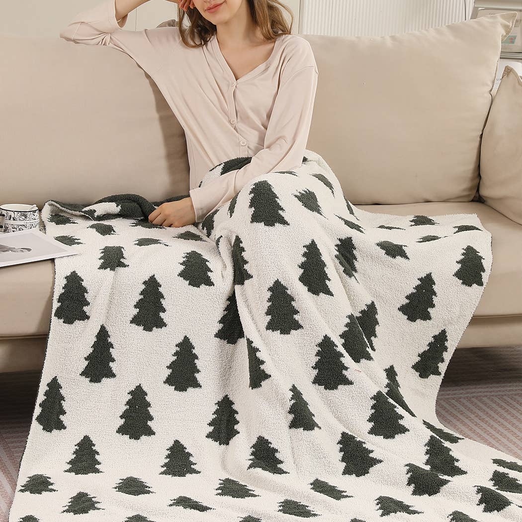 Trees Pattern Print Cozy Soft Throw Blanket