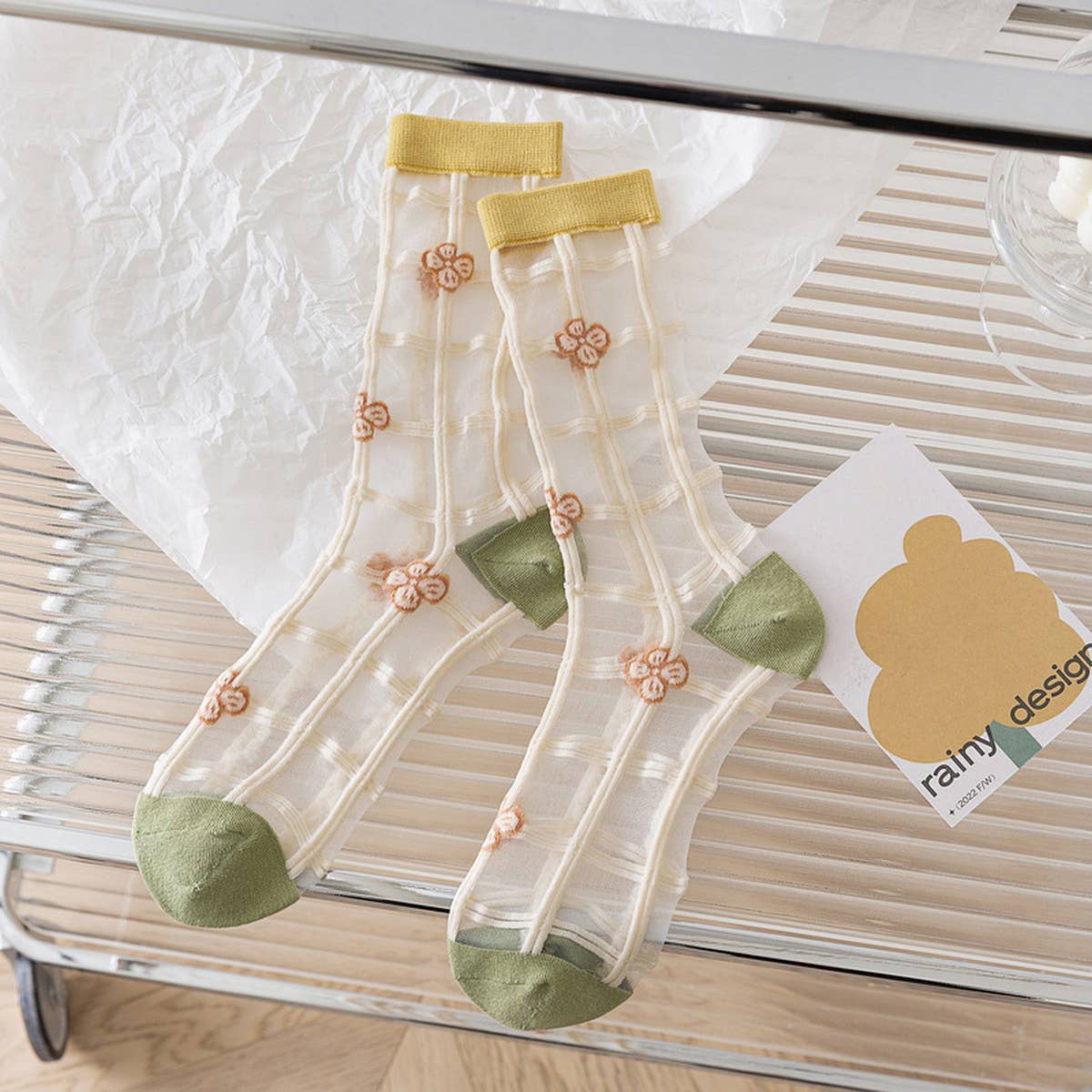 Floral Sheer Mesh Socks