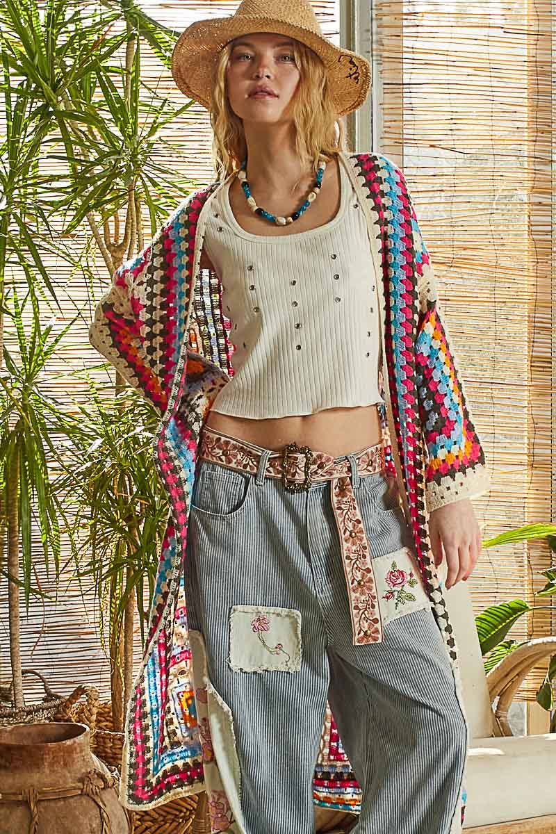 Long Sleeve Crochet Various Colors Cardigan