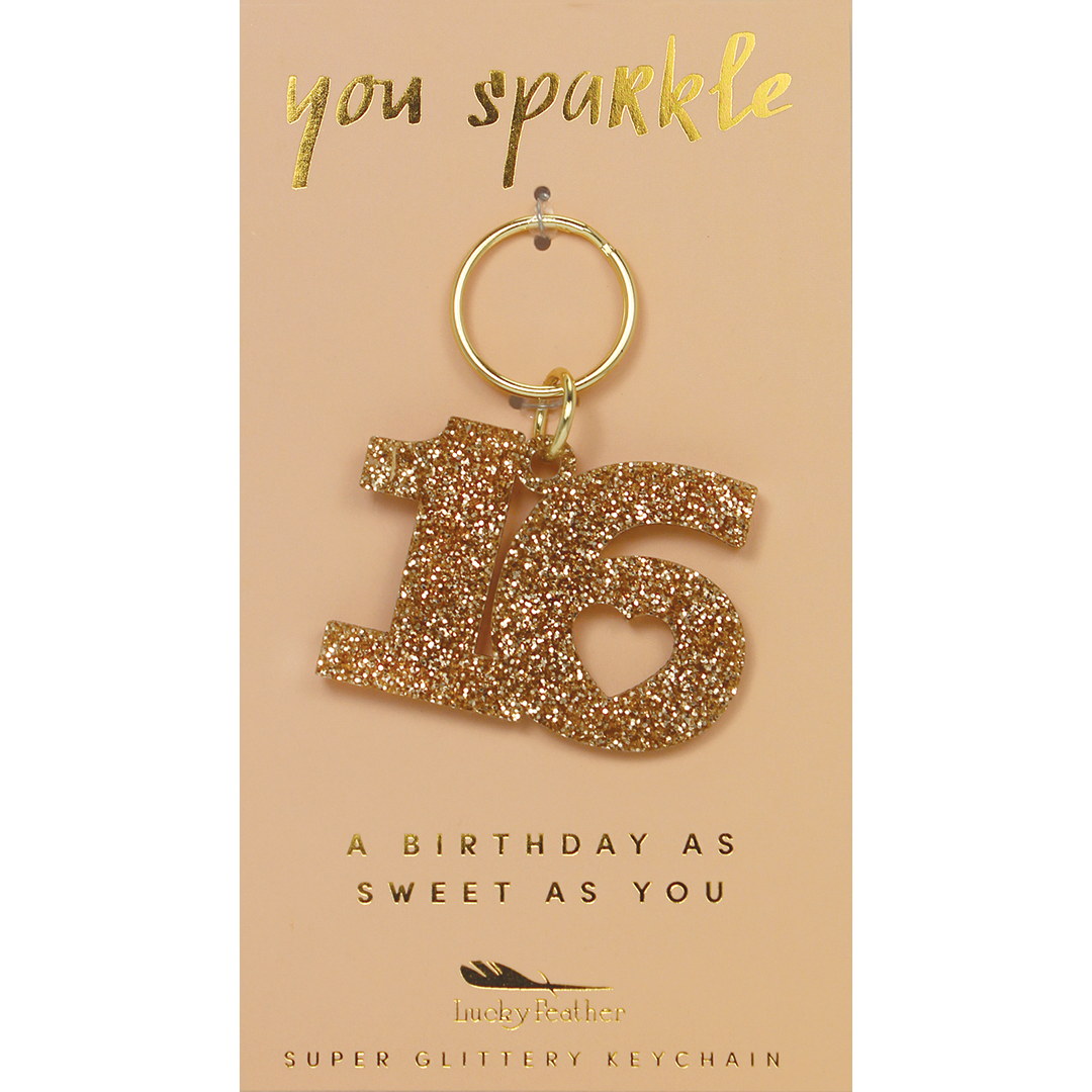 Glitter Keychain - Shape - SWEET 16