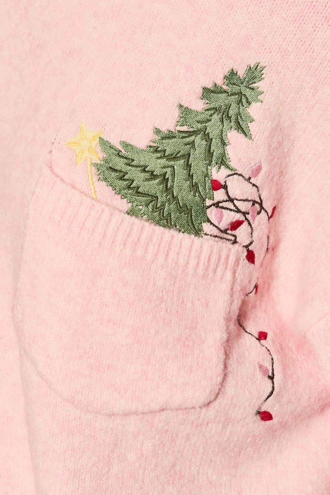 Embroidered Christmas Tree Pocket Sweater