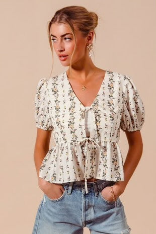 Floral Puff Sleeve Top
