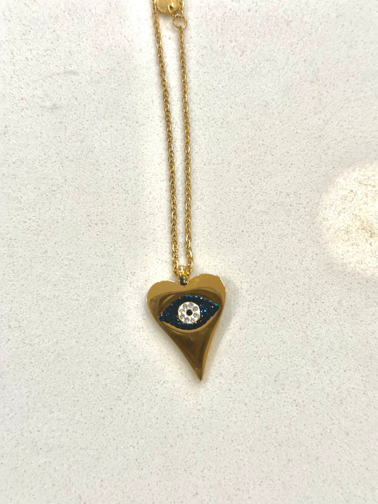 Evil Eye Heart Necklace
