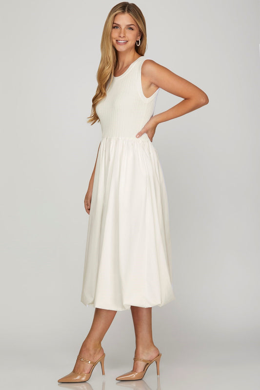 Bubble Hem Midi Dress