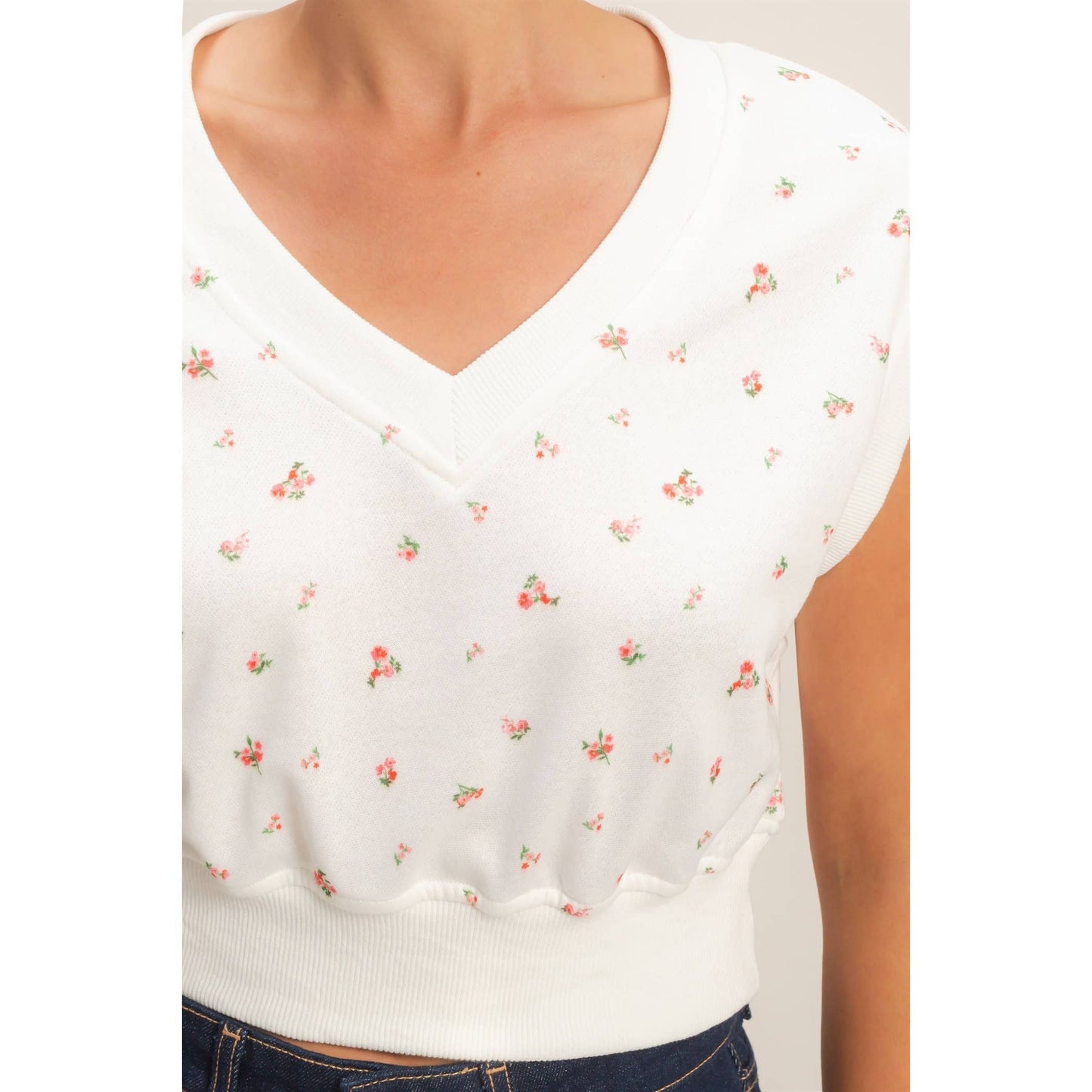 Floral V-Neck Crop Top