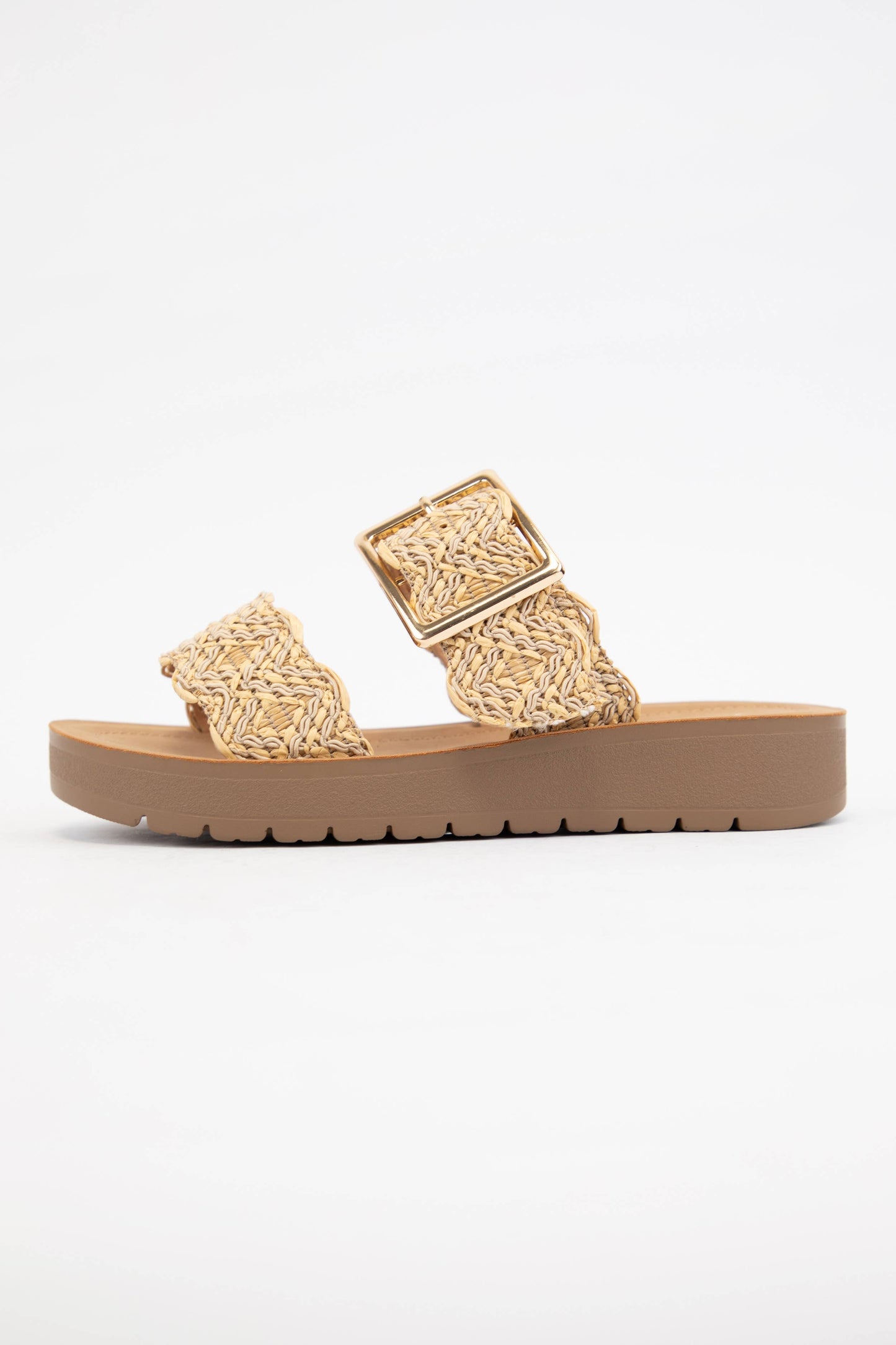 Trail Woven Raffia Double Strap Sandals