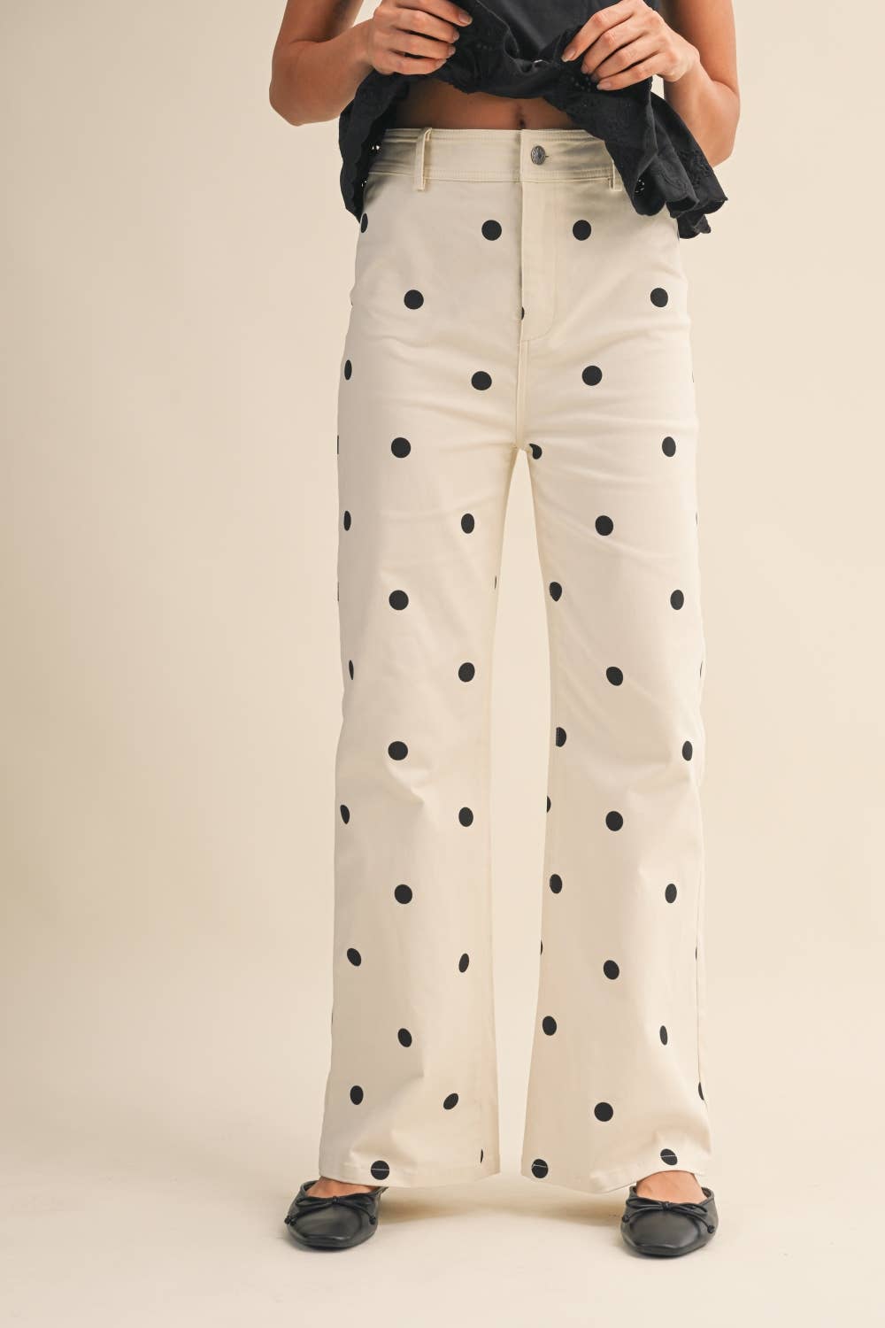 Polka Dot Denim Pants