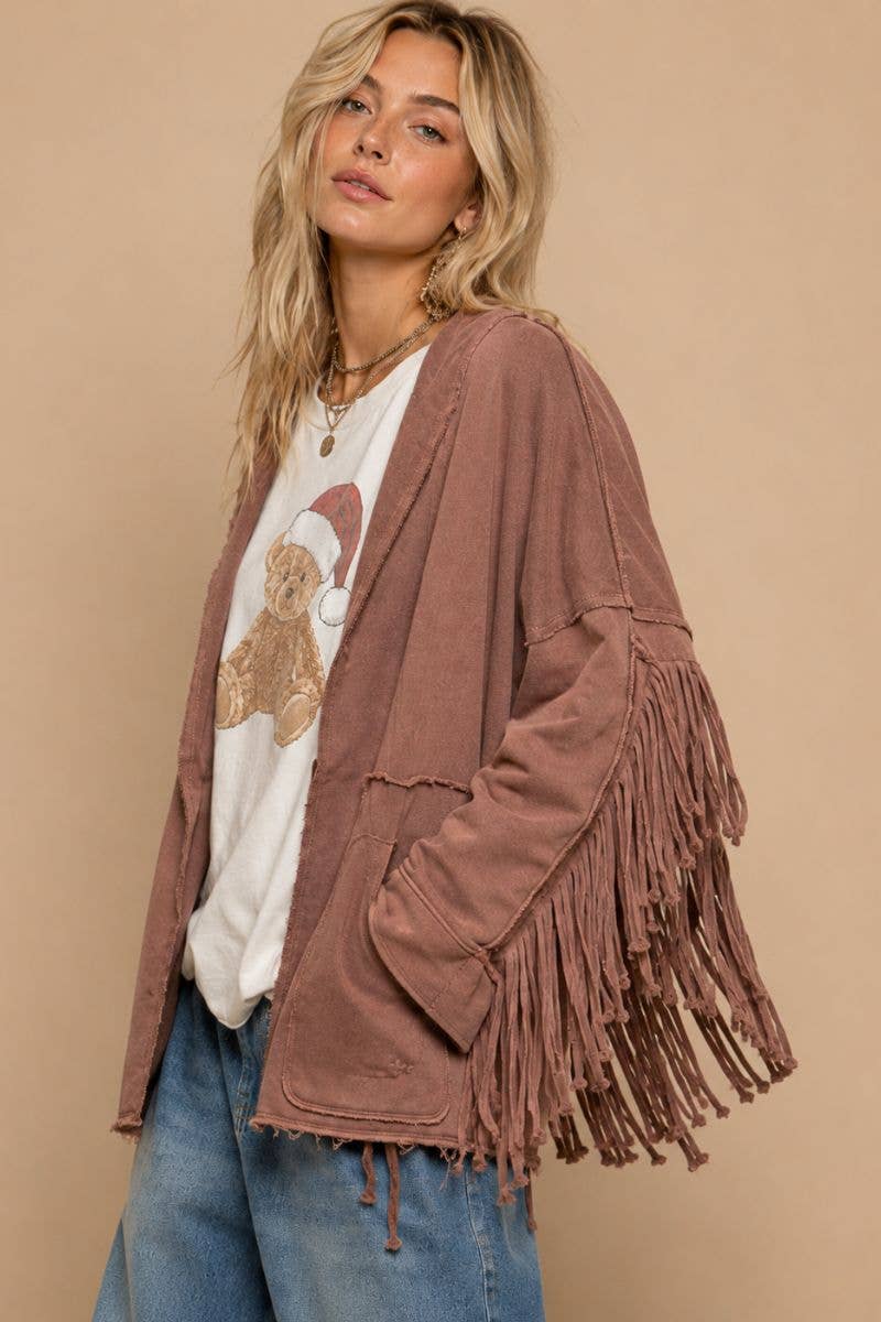 Fringed Open Cardigan