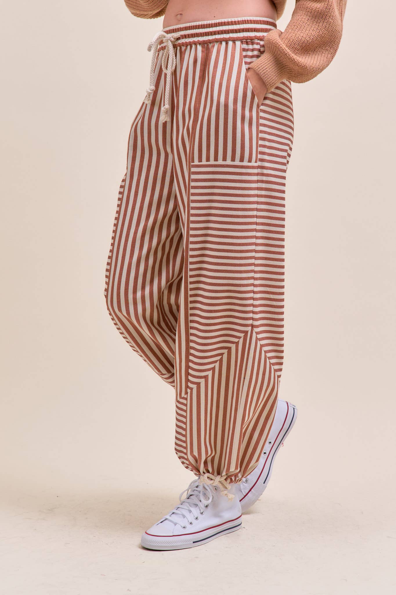 Mixed Stripe Parachute Pants