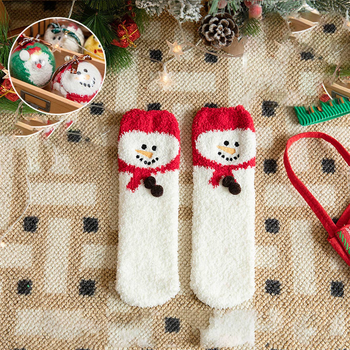 Fuzzy Christmas Socks in an Ornament