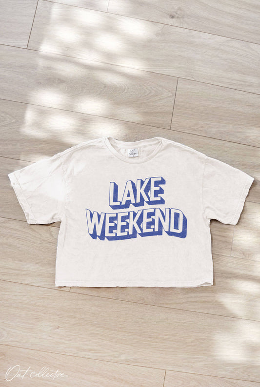 LAKE WEEKEND  Cropped Mineral Graphic Top