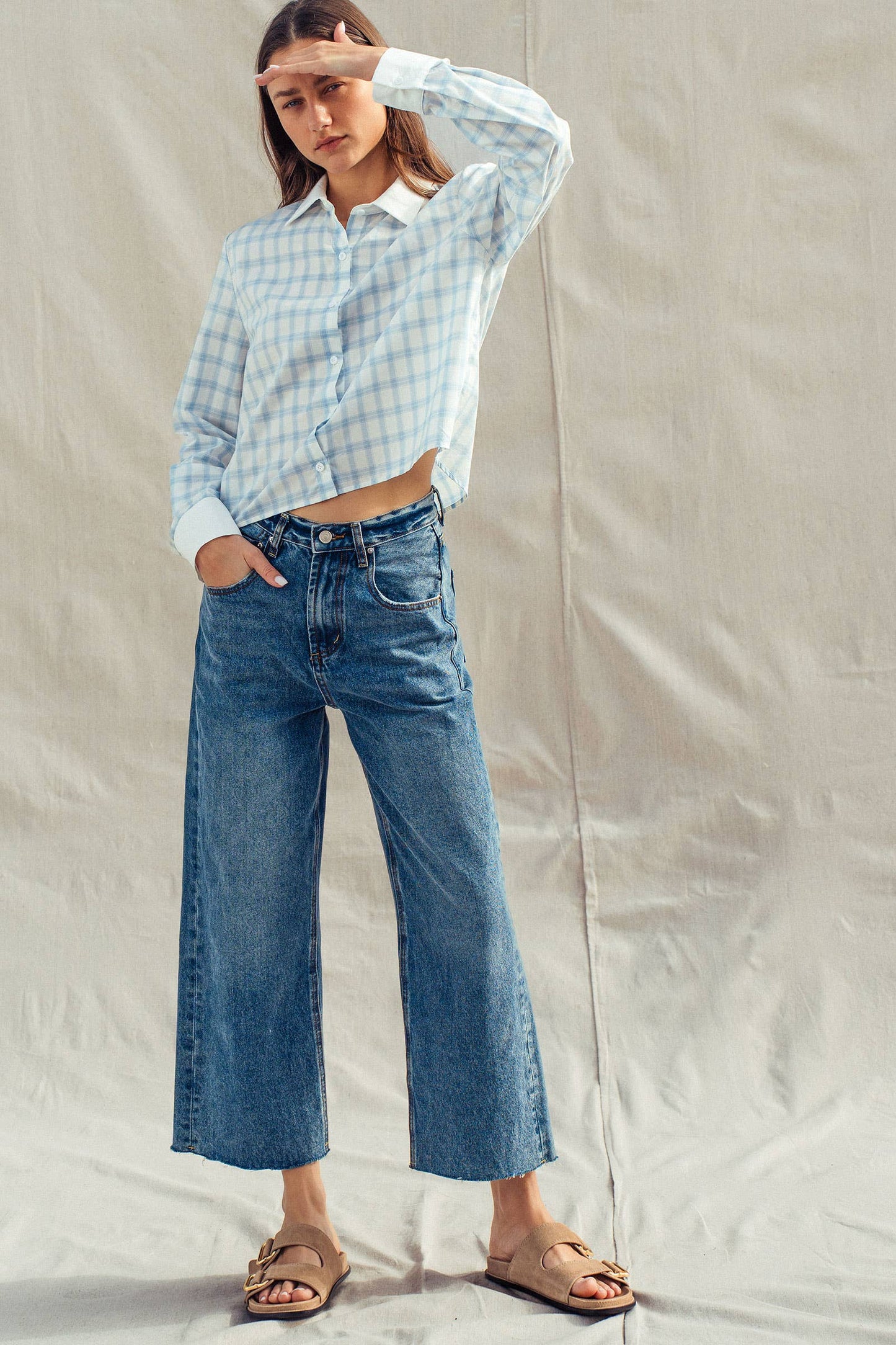 Relaxed Wide Leg Denim Jeans