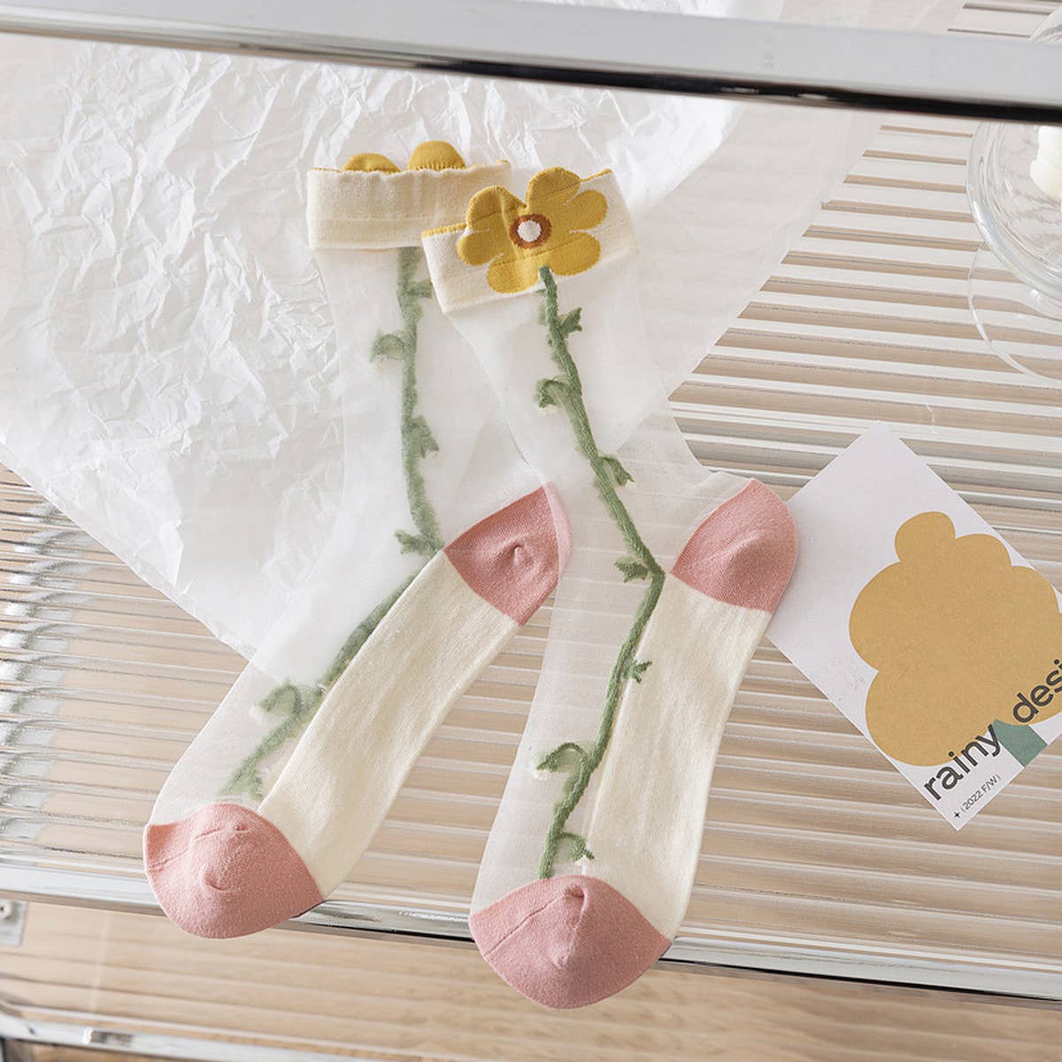 Floral Sheer Mesh Socks