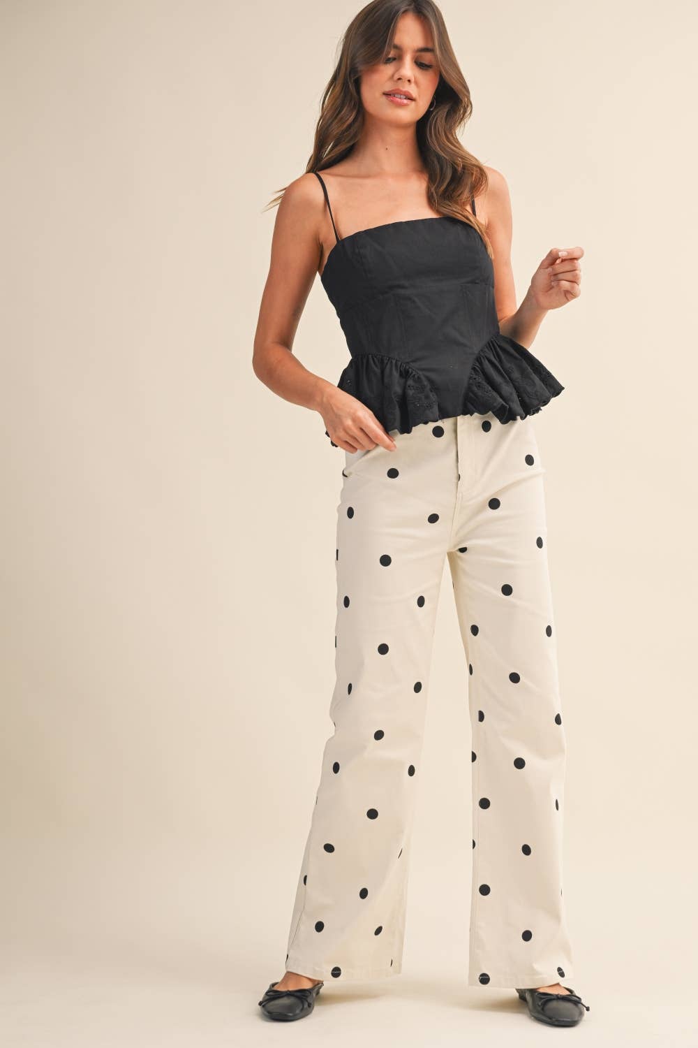 Polka Dot Denim Pants