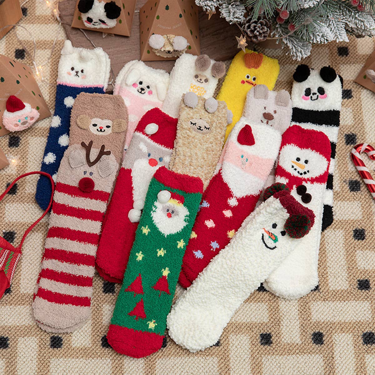 Fuzzy Christmas Socks in an Ornament