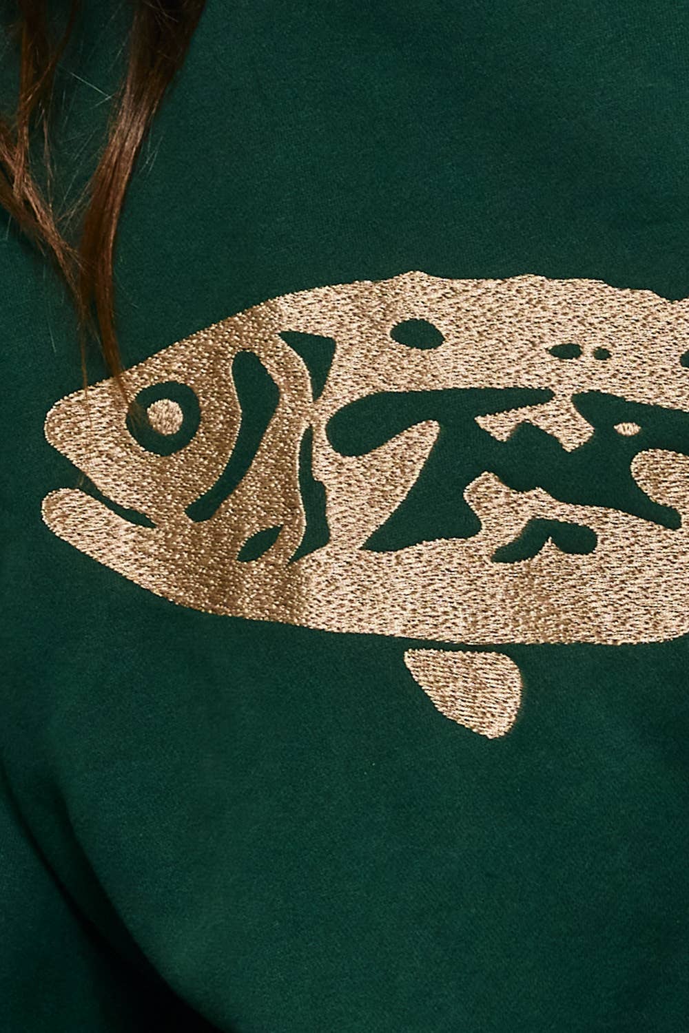 Fish-Embroidered Mock-Neck Sweatshirt