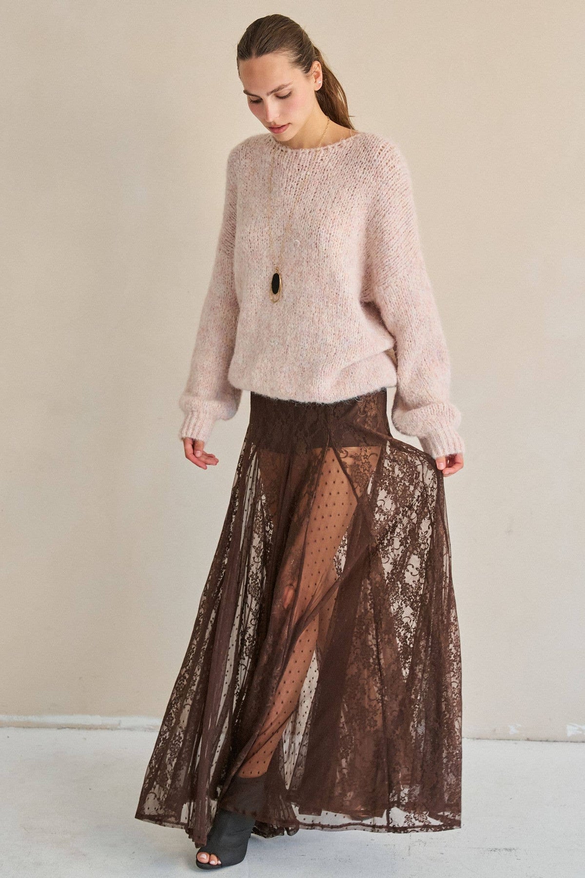 Sheer Lace Maxi Skirt