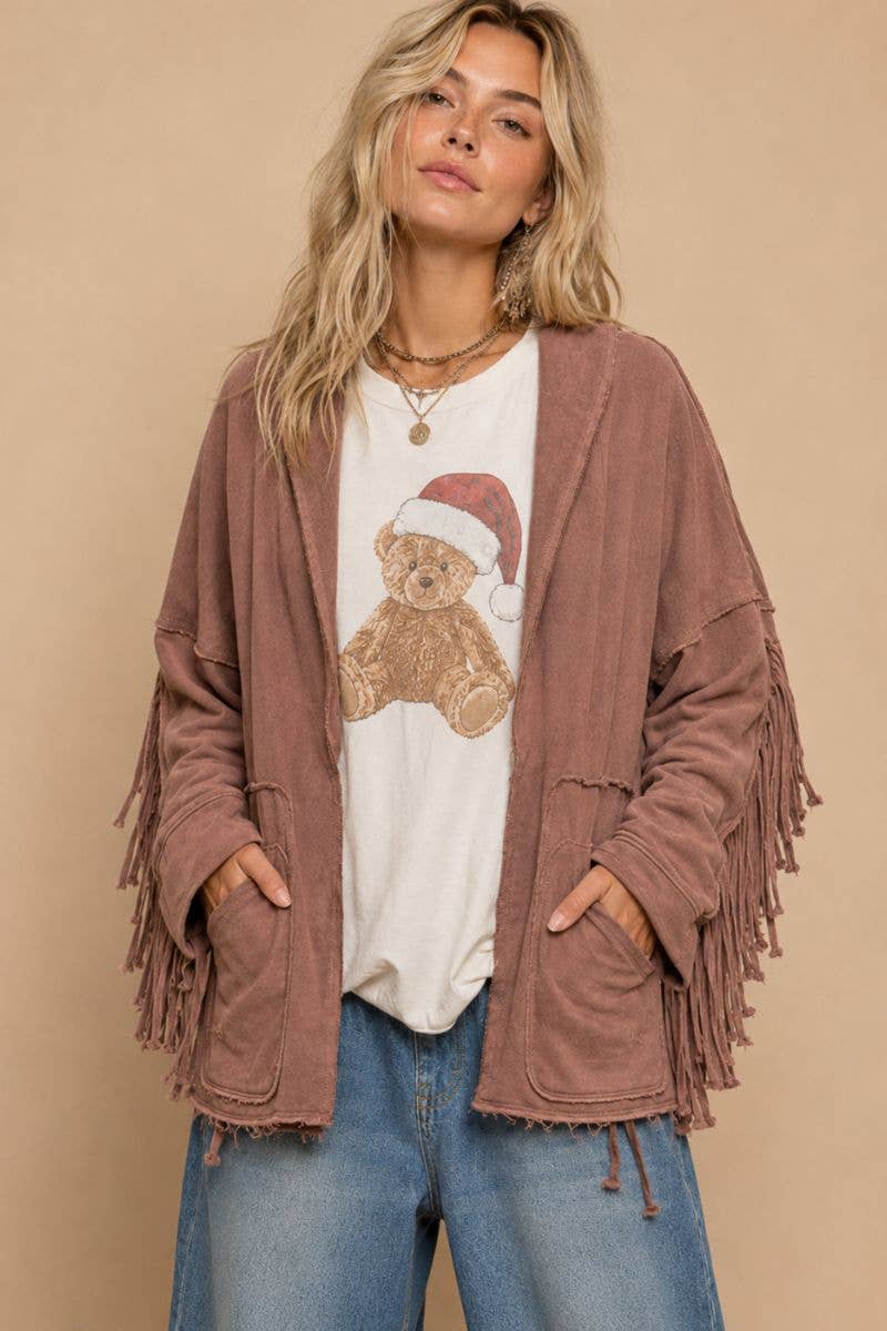Fringed Open Cardigan