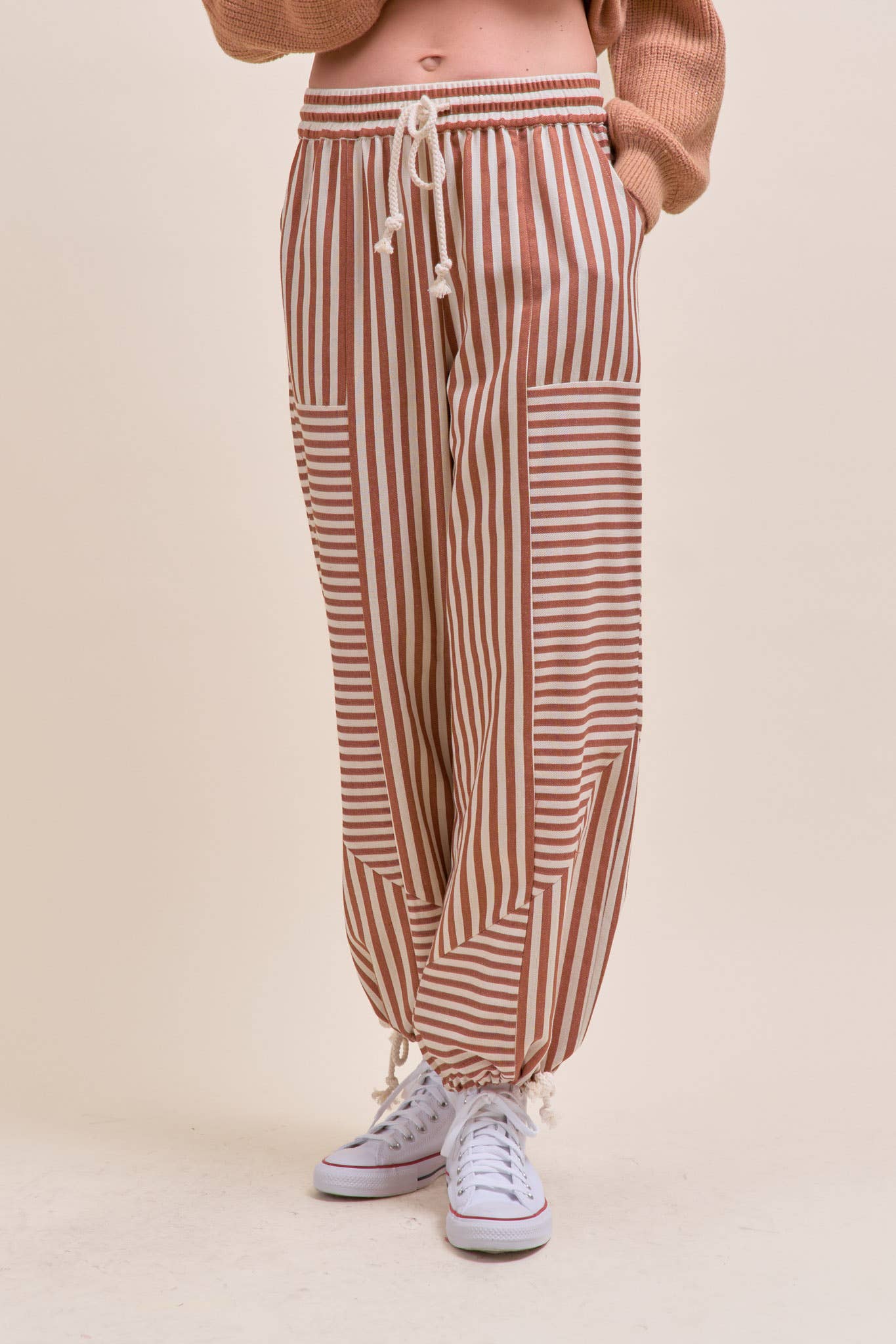 Mixed Stripe Parachute Pants