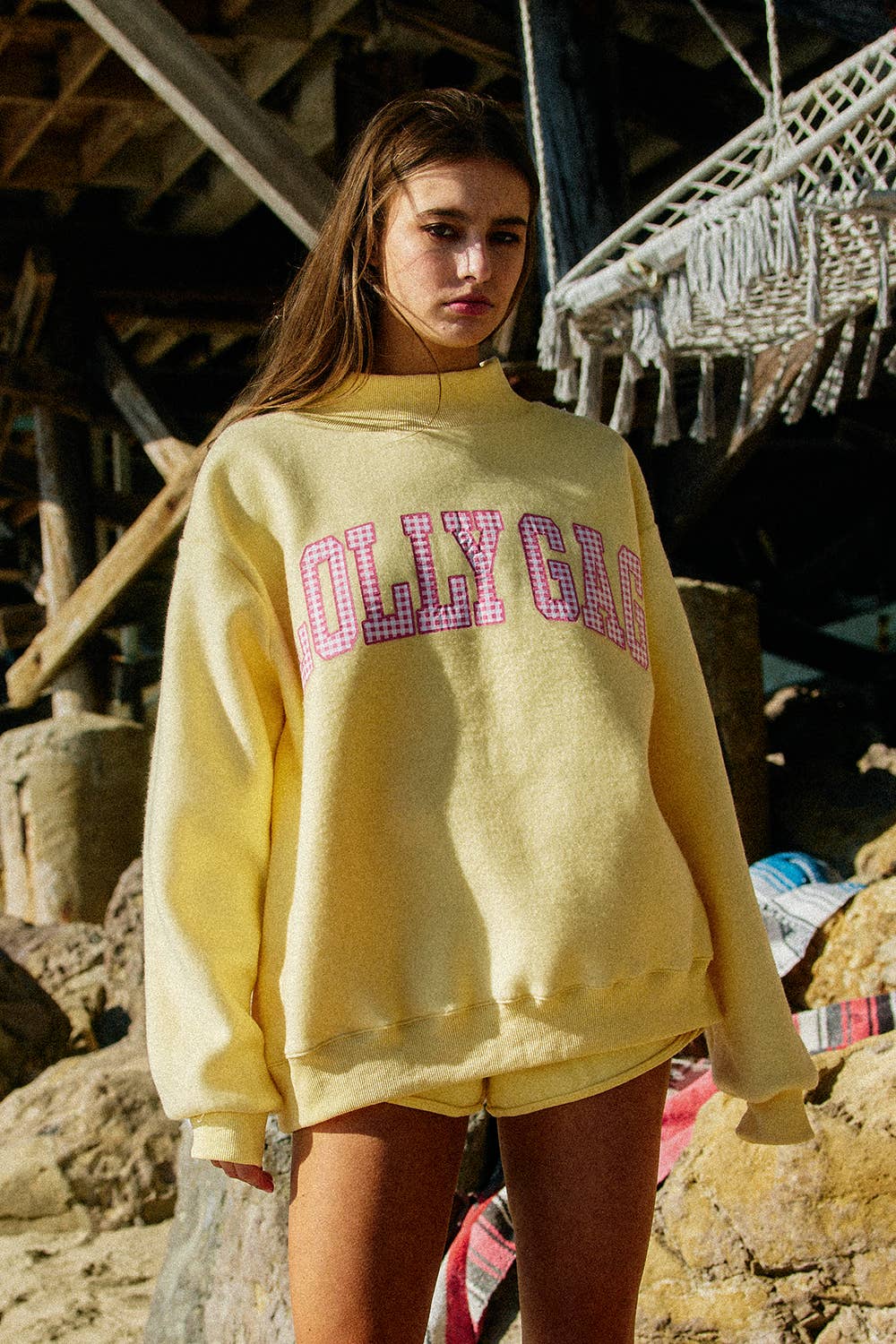 DILLY DALLY/LOLLY GAG | Reversible Mock Neck Sweatshirt