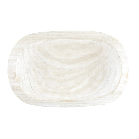 Paulownia Dough Bowl - White