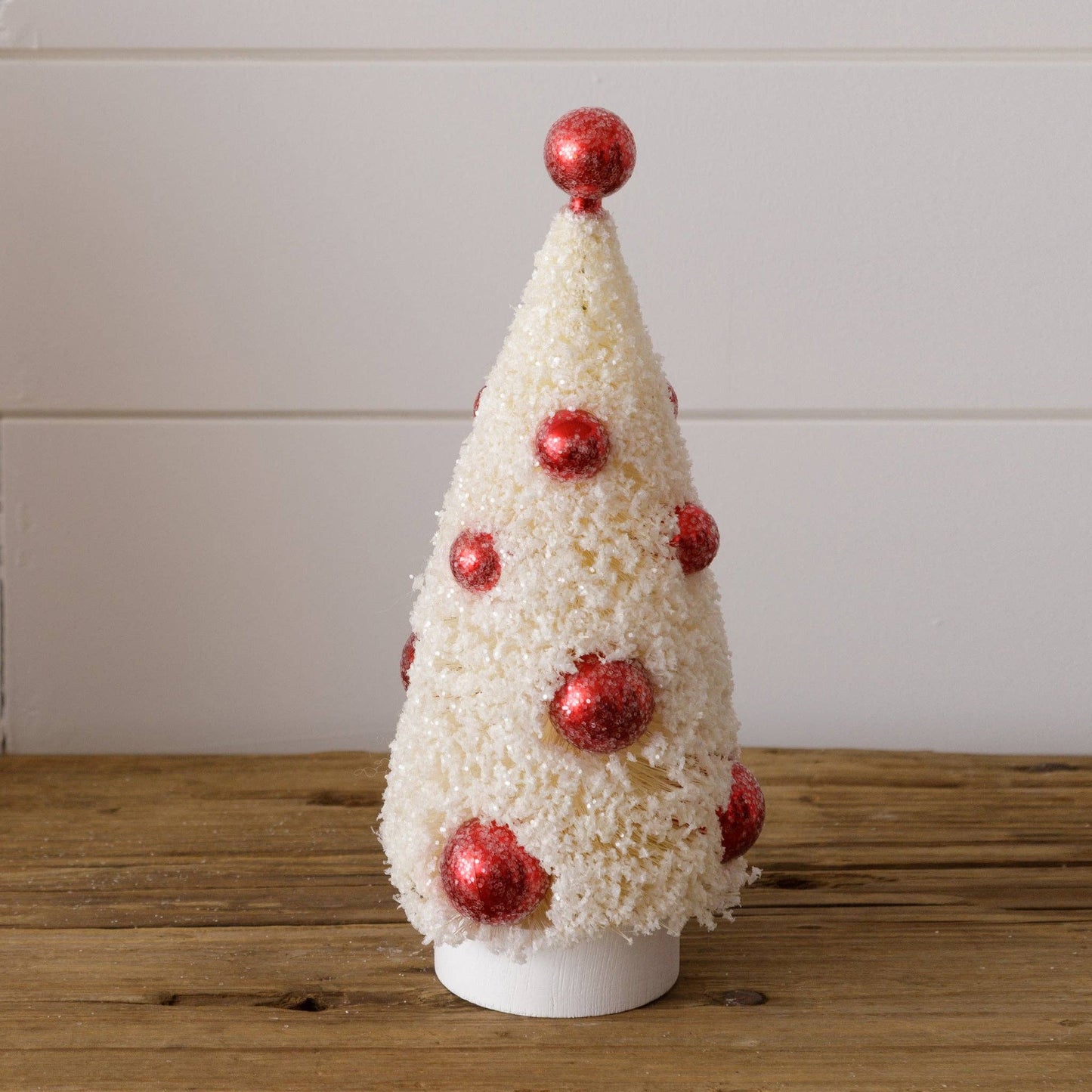 Bottle Brush Tree With Red Ornaments