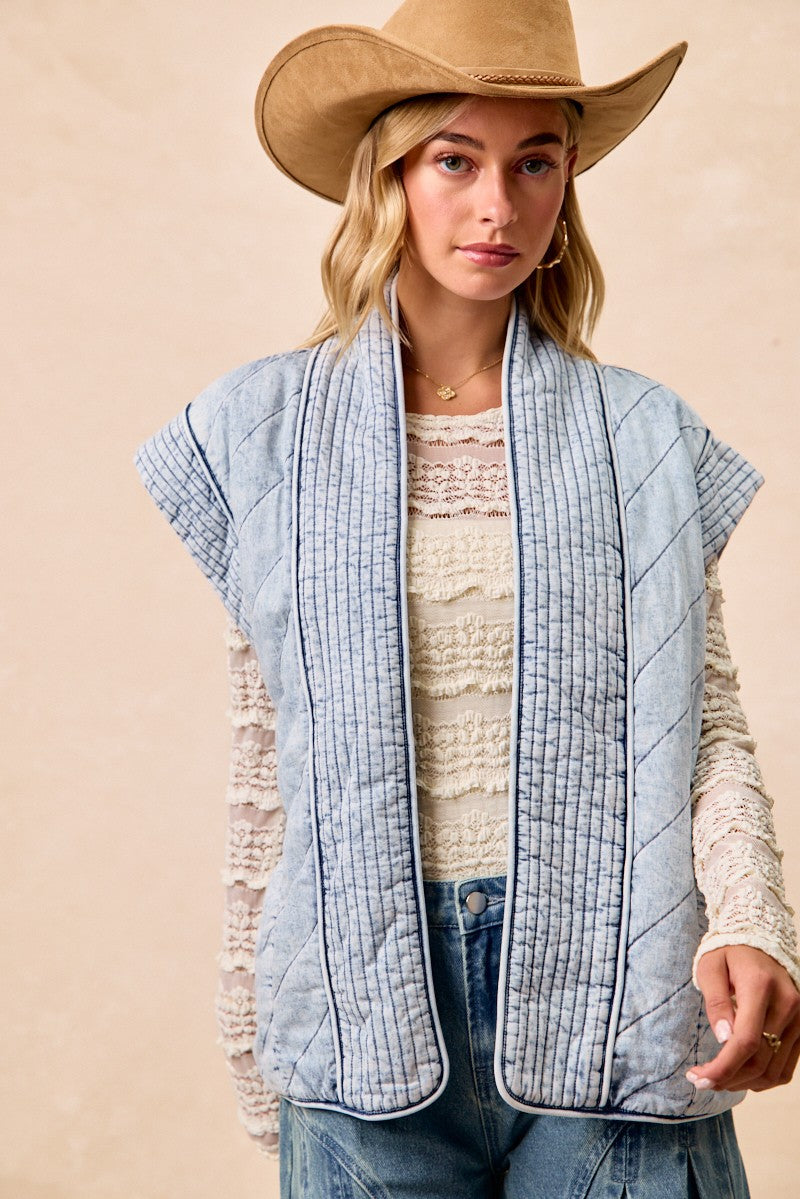 Qulited Chambray Vest