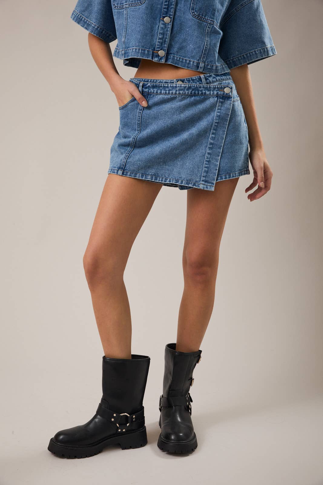 Denim Wrap Skort