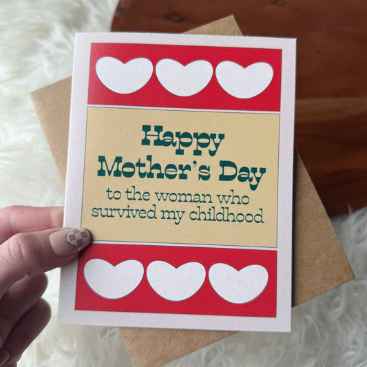 "To the woman who survived my childhood" Mother's Day Card