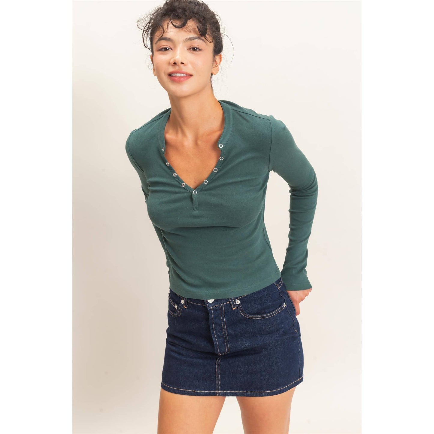 Long Sleeve Henley Top